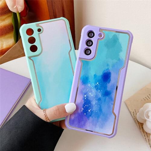Watercolor Armor Shockproof Phone Case For Samsung A52 A72 A51 A71 A32 A12 S21 S20 S10 Plus Note 20 10 Soft TPU Back Cover