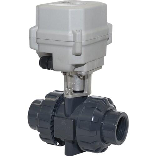DN15-DN50 Full Bore Electric Valve With Manual Override UPVC 1/2''-2'' BSP/NPT 2-Way Motorized Ball Valve