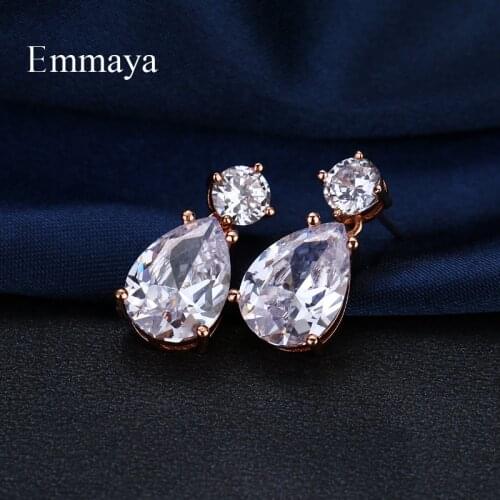 Emmaya Brand Elegance Luxury Charm AAA White Cubic Zircon Two Tone Classic Jewelry Earrings For Woman Trendy Wedding Party Gift
