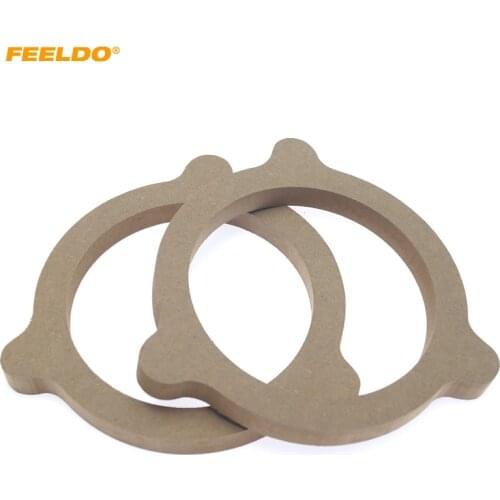 FEELDO 2pcs 6.5" Auto Bus Boat Stereo Speaker Mat for Nissan Cars Speaker Spacer Adapter Wooden Ring Pads #HQ6082