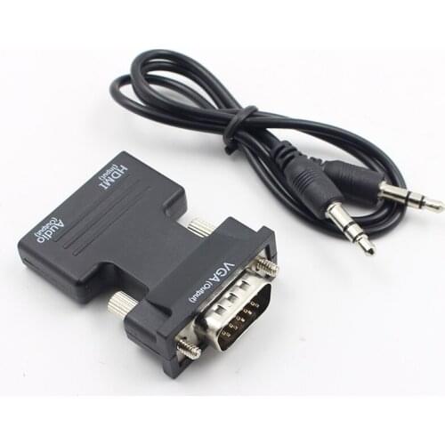 HDMI-compatible Female to VGA Male Converter with Audio Adapter Support 1080P Signal Output Convertor with Audio Cables for PC