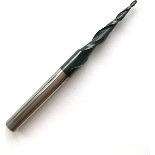 HRC55 R0.5*D4*20.5*50L*2F Tungsten solid carbide Coated Taper Ball Nose End Mills taper and cone endmills