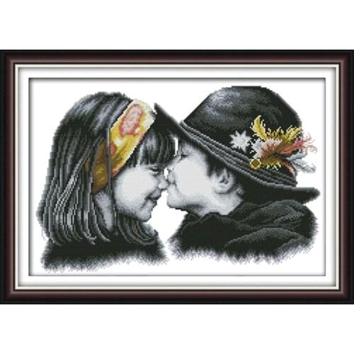 Lovely Lovers Cross Stitch Kits Printed Fabric Embroidery Sets 11CT 14CT DIY Handmade Needlework Home Decoration Canvas Painting