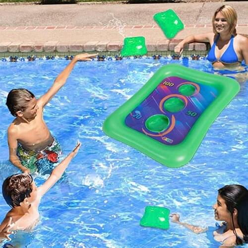 Inflatable Pool Throwing Board Game PVC Inflatable Ring Toss Game Toy With 3 Water Bags Outdoor Pool Beach Summer Water Toy