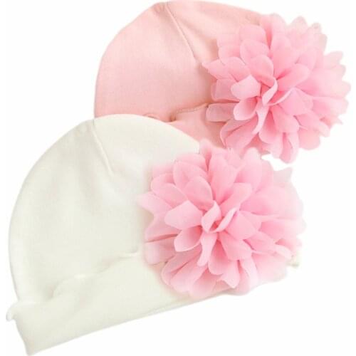 New Fashion Baby Big Flower Hat Baby Girls Cute Knitted Hat Autumn Winter Warm Hedging Cap Solid Color