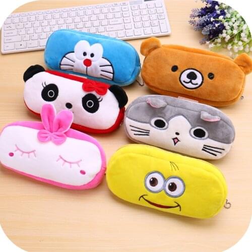2018 New Kawaii animal Cartoon Plush Toy Pencil Case Animal Pen Bag Stuffed Animal Doll Gift