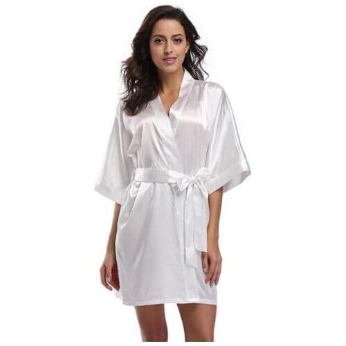 Solid Bride Bridesmaid Wedding Robe Satin Women Sleepwear Kimono Bathrobe Gown Silky Nightgown Intimate Lingerie Oversize 3XL