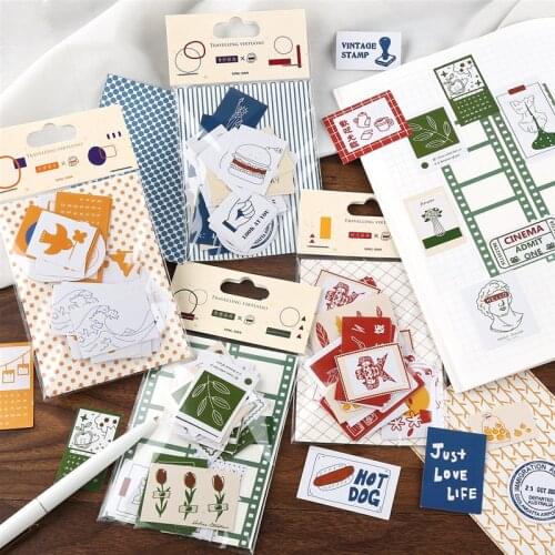 Creative Travel Stationery Sticker Paper Scrapbooking Seal DIY Diary Journal Decorative Adhesive Label Supplies 48Pcs/pack