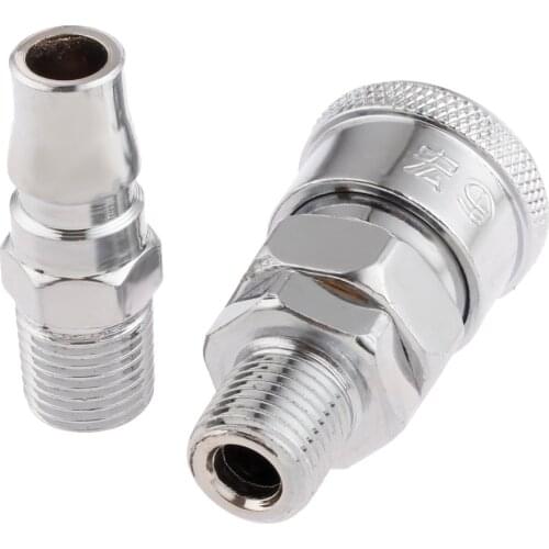 2Pcs Pneumatic Parts Euro Air Line Hose Compressor Connector Quick Release 1/4" BSP Male Thread Coupler Fitting Connector