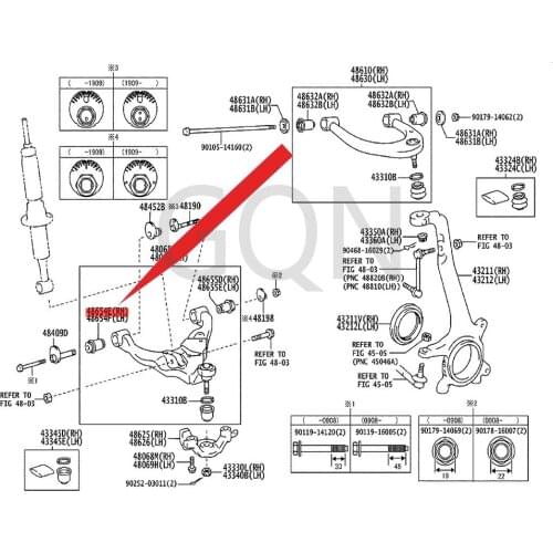 Right front lower arm bushing 2007-Toy ota FJC RUI SER HIL UXS URF LAN DCR UIS ERP RA DO front lower suspension rubber sleeve