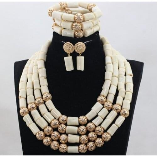 Celebrant White Beautiful Real Traditional Bridal Wedding Coral African Nigerian Necklace Jewellery Set Free Shipping CNR831