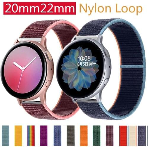 20/22mm Huawei watch GT/pro Strap for samsung galaxy watch 3 active 2 42/46mm Nylon loop bracelet Samsung Gear s3 frontier band