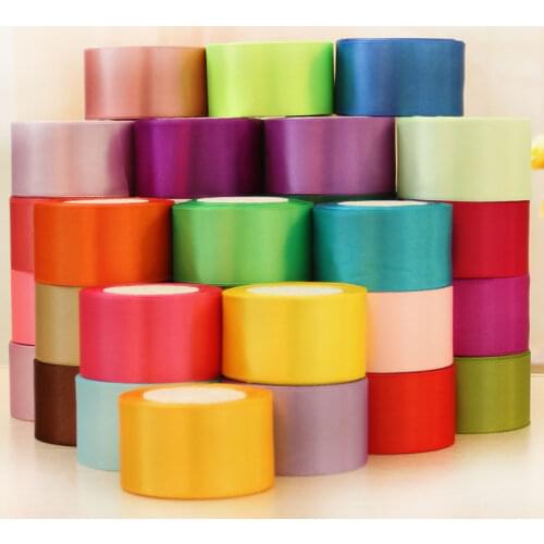 Hot sale 25 yards width 50mm 18 color Silk Satin Ribbon Wedding Party headband Invitation Card Gift Wrapping ribbon DIY Supplies