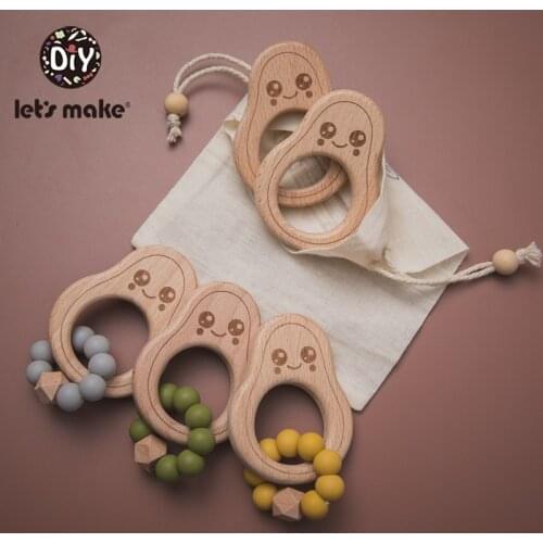 Lets Make Chew Silicone Teether New Beads Avocado Bracelet Silicone Crib Accessories Teething Beads Soother Chain Baby Rattle