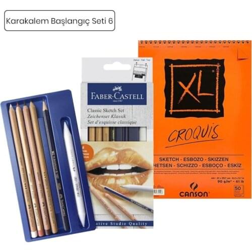Charcoal Starter Kit 6 drawing painting art grade pen set Sketch Book mixing bar art set