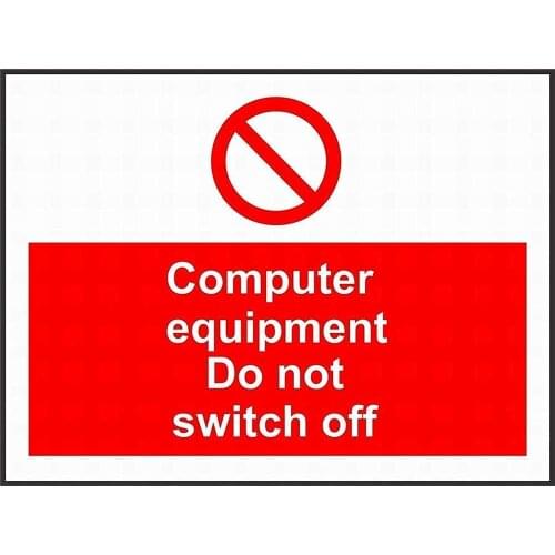 Prohibition Computer Equipment Do Not Switch Off Warning Vintage Retro Tin Sign Vintage Look Sign Poster Plaque for Bar Cafe