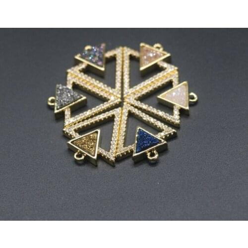 1dozen 8MM Titanium AB Druzy Agates pendant, Gold plate necklace triangle women diy jewelery, original design, spring gift