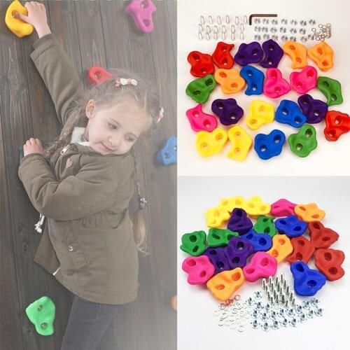 10 Pcs/lot Kids Rock Climbing Toys for Children Wood Wall Stones Plastic Indoor Outdoor Climbing Rock Hand Feet Holds Grip Kits