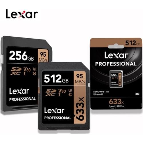 100% Original!!! Lexar PROFESSIONAL 512GB 256GB SD SDXC Card 95M/s U3 V30 Class 10 633X Memory Card for Digital SLR/HD camera