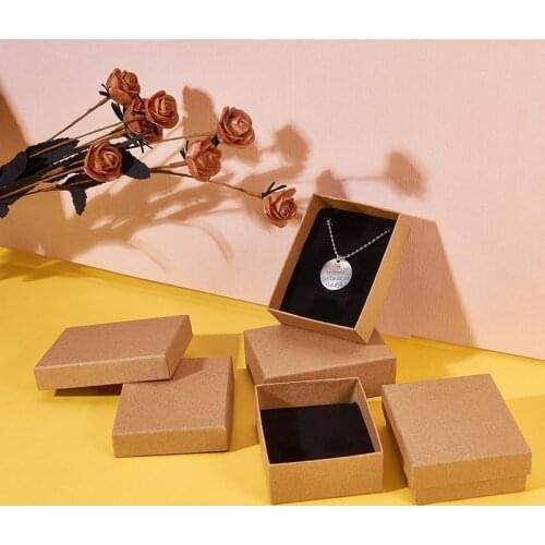 12pc 9x7x3cm Kraft Paper Jewelry Boxes For Rings Earring Necklaces jewelery Boxes Packaging Storage Gifts Box