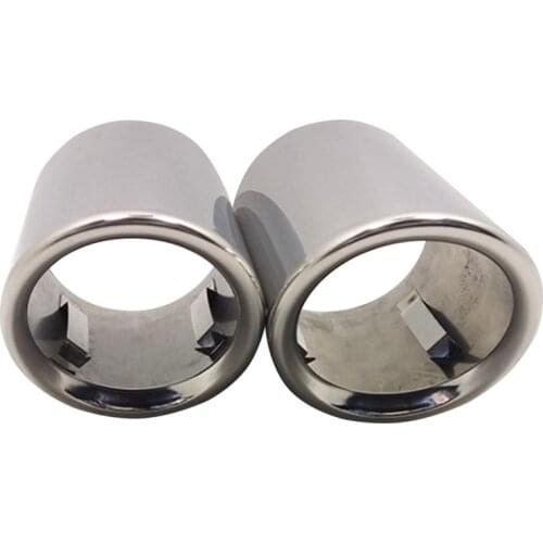2Pcs Car Exhaust Tip Tail Pipe, for A4 Tiguan Exhaust Pipe Muffler Pipe Tail Throat Rolled Edge Tip Glossy