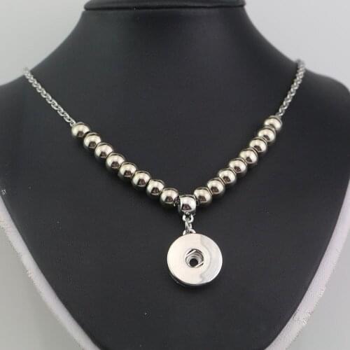 2PCS New Arrival Fashion 50cm Link Chain Diy 18mm Snap Metal Buttons Pendant Necklace Jewelry