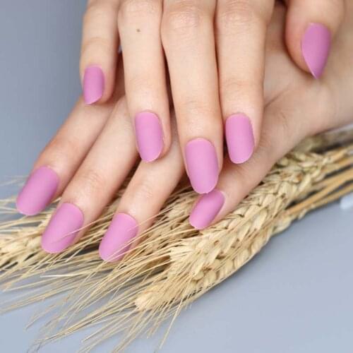 24pcs New fashion cute candy oval excellent touch design Matte fake nails Light purple LP103