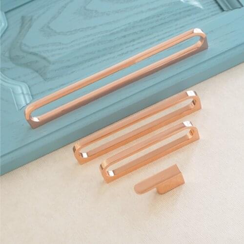 3.75" 5" 7.55" 12.6"Rose Gold Door Pull Handles Metal Handle Cabinet Drawer Knobs Wardrobe Kitchen Cupboard Handle Home Hardward