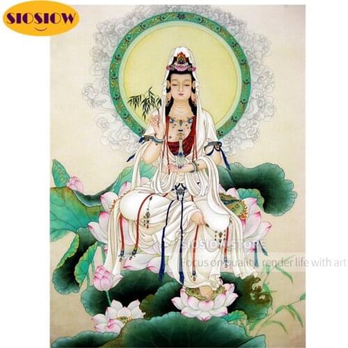 5D DIY Religious Diamond Buddha Paintings Kwan Yin Bodhisattva Full Drill Square Round 3D Daimond Mosaic Cross Stitch Embroidery