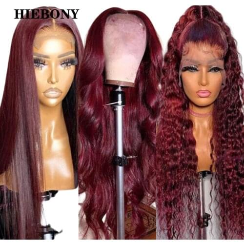 99J Straight Lace Front Human Hair Wigs with Baby Hair Brazilian Hair 99J 13x6 Lace Front Wigs Bleached Knots for Black Women