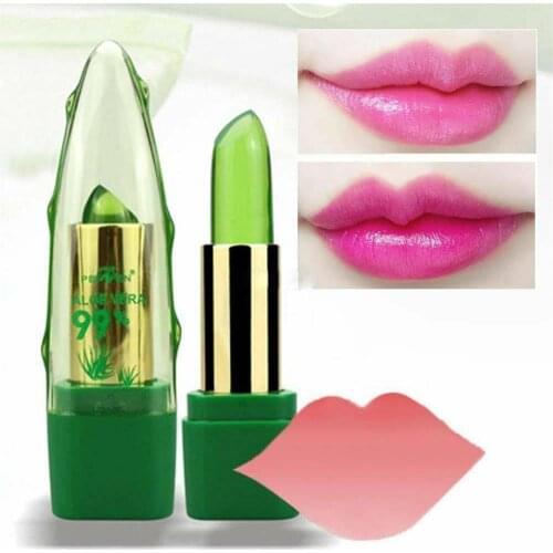 Aloe Vera Lip Balm Color Changing Lipstick Aloe Gel Plant Change Lip Care Chameleon Balm Jelly Lip Temperature Lipstick S1Y7