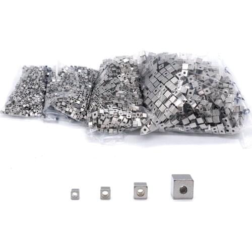 50pcs/lot Stainless Steel Solid Square Bead 2.5 3 4 6MM with 2mm Big Hole Cubic Charm Bead for DIY Bracelet Jewelry Accessories