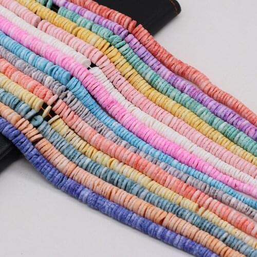 Natural Shell Loose Beads Oblate Colorful Pearl of Shell Spacer Bead Necklace Accessories for Jewelry Making Bracelet Charms