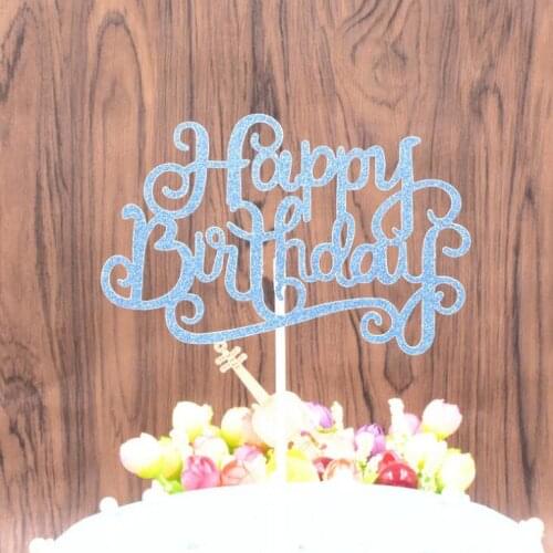 Four Color Crystal Rhinestone Shiny Happy Birthday Cake Topper Anniversary Kids Birthday Party Decor LX1789