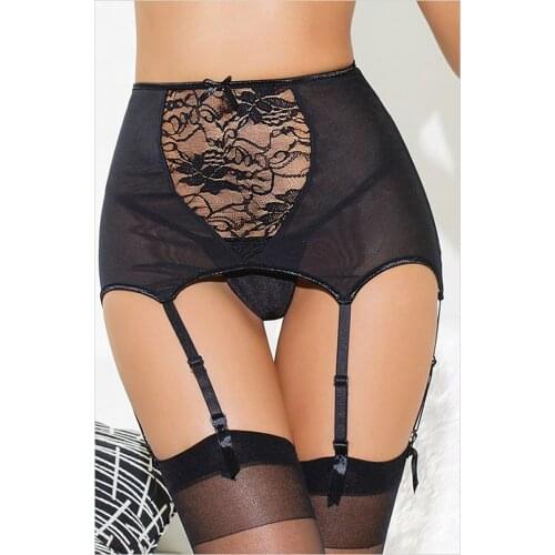 Net Yarn Jacquard Perspective Hollow Lace Non-Slip Stockings Garter Sexy Lingerie Foreign Trade Wholesale In Europe And America