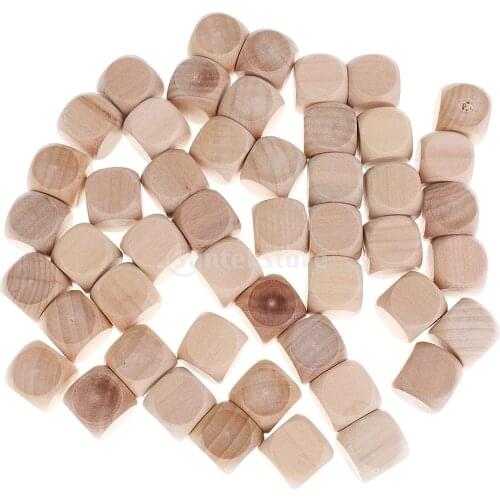 50 Pieces Wooden Blank Rounded Corner 6-Sided Dices DIY D6 Die for Dungeons and Dragons Game Party Bar Casino Supplies 2cm