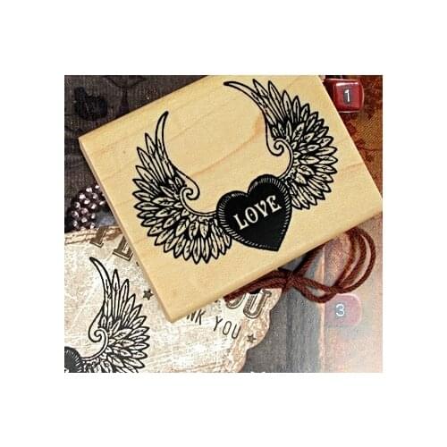 DIY Cute Assorted Retro Vintage Fly Love with Wing Pattern Decoration Scrapbooking Toy Gift Wooden Rubber Stamp High Quality