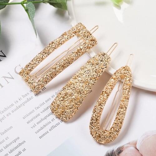 Geometric Temperament Ornaments Hairpin Finished Hair Clips Zinc Based Alloy Hair Clips Findings Gold Plated Rectangle 7.5cm 1PC