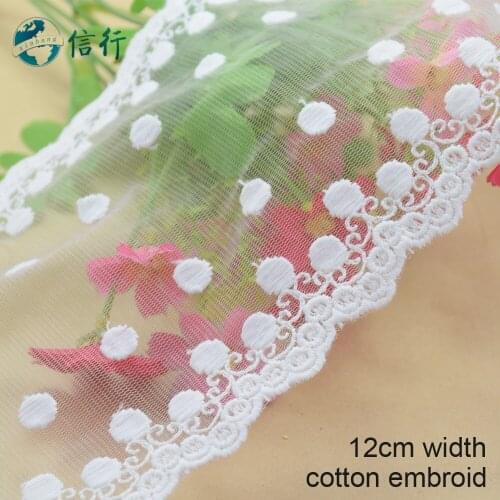12cm width Cotton embroid lace sewing ribbon guipure trims or fabric warp knitting DIY Garment Accessories free shipping#3608