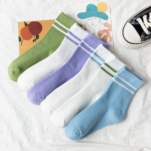 Classic Women 2 Two Stripes Cotton Socks Autumn And Winter School Hiphop Skateboard Short Harajuku Sports Trendy Casual Socks