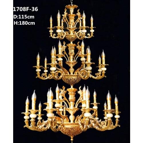 Royal 60 pcs Luxury led candle chandelier suspension luminaire for Villa church Hotel living room modern ceiling chandeliers