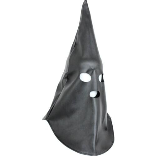 Latex Faux Leather Wizard Hood Fetish Mask Erotic Toys Mask Men and Women Bdsm Adult Games Hat Couples