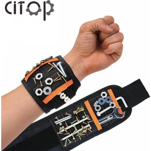 Citop 1pcs Magnetic Wristband Tool Bag Holding Screws Nails Drill Bits Magnet Bracelet Band