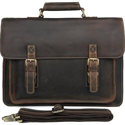 JMD Crazy Horse Leather Mens Shoulder Messenger Bag Cross Body Handbags