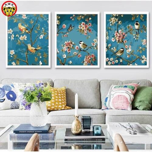 Painting by numbers art paint by number Annunciation Birds Landscape Birds and Flowers Two birds paintings by numbers on canvas