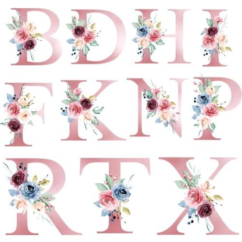 English Letter Patches Fashion Applique Iron-On Transfers For Clothing Stickers Letter Flowers Heat Thermal Transfer For Clothes