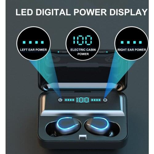 TWS Bluetooth 5.0 Stereo Wireless Earbuds Automatic Pairing Power Display Earphone Mini Sports Earphone with Charging Case