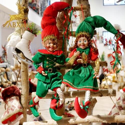 New Year 2022 Elf Couple Navidad Xmas Gifts for Kids Plush Dolls Toys Christmas Tree Pendant Drop Ornaments Hanging Decoration