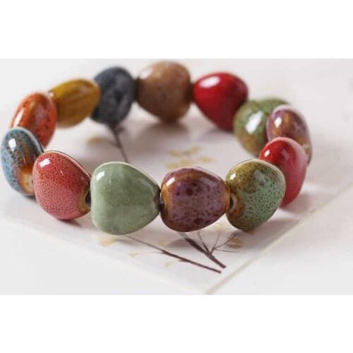 New womens flower glaze Bead Bracelet national style round Bracelet student style