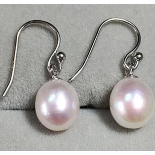 Charming pair of 11-12mm south sea baroque white pearl dangle earring 925s
